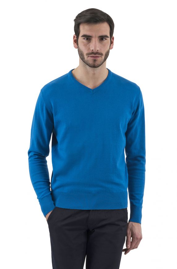 MAGLIA SCOLLO A V IN COTONE