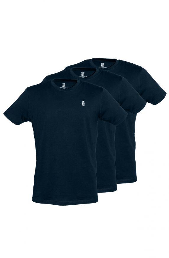 TRIS DI T-SHIRT GIROCOLLO A MEZZE MANICHE MONOCOLOR