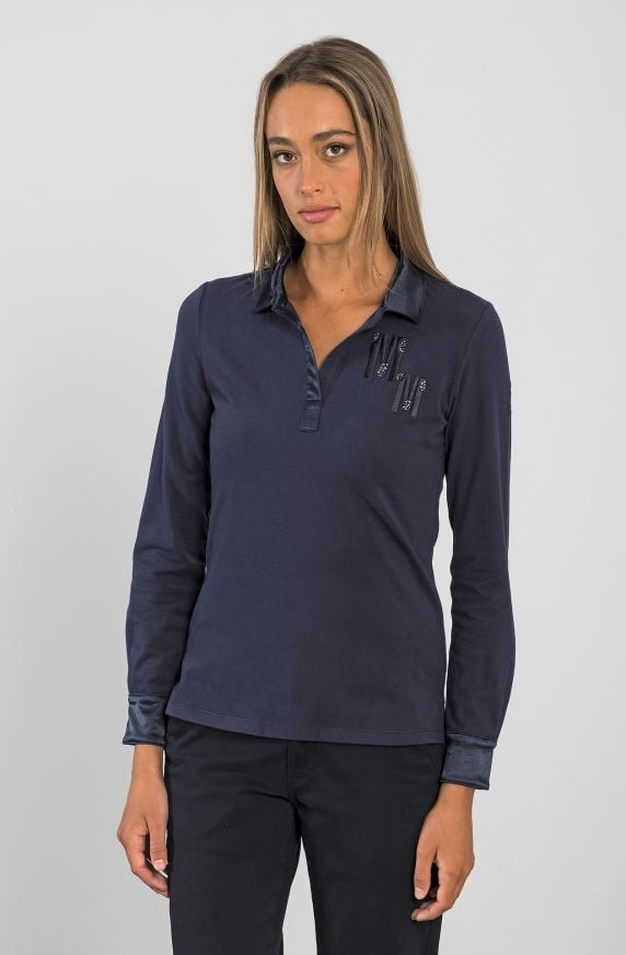 POLO SENZA BOTTONI CON POLSINI A CAMICIA