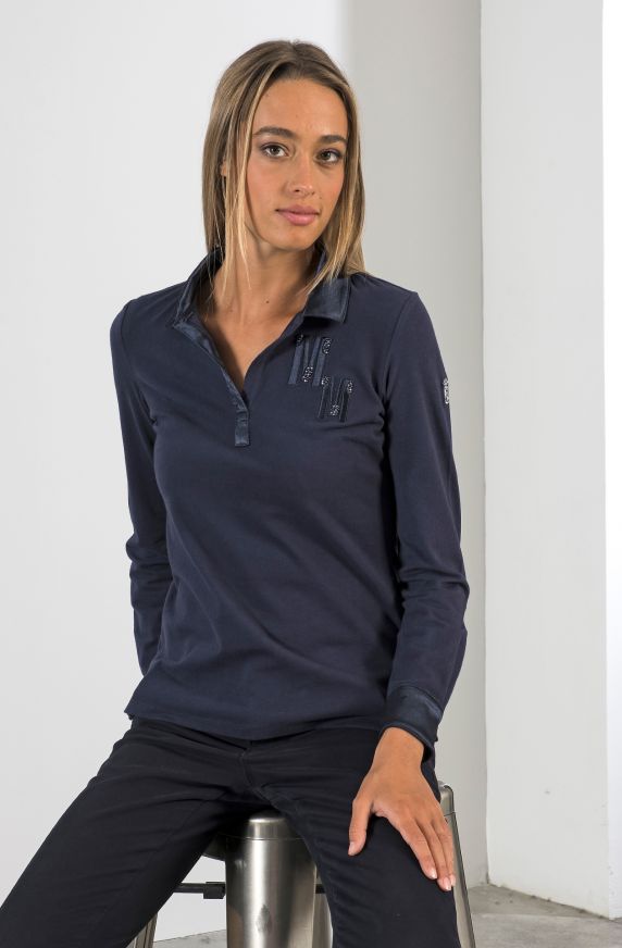 POLO SENZA BOTTONI CON POLSINI A CAMICIA