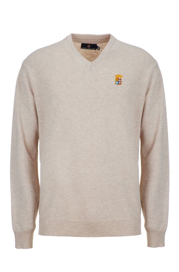 MAGLIA BASIC SCOLLO V IN LANA