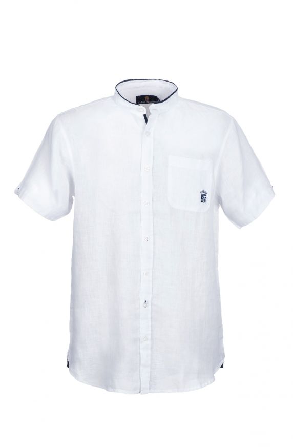CAMICIA COREANA MANICA CORTA IN PURO LINO