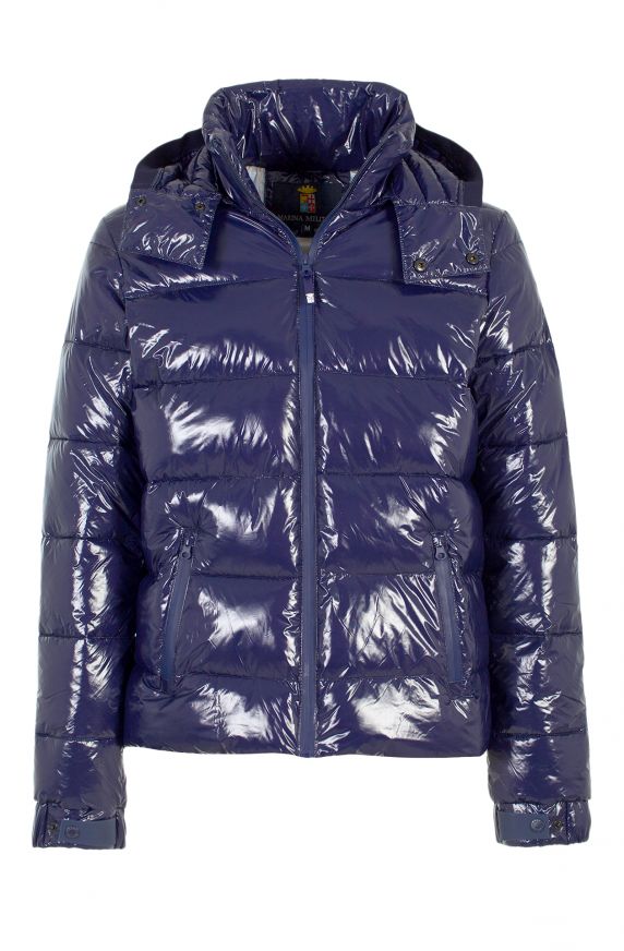 PIUMINO CON CAPPUCCIO IN NYLON LUCIDO MARINA SPORT