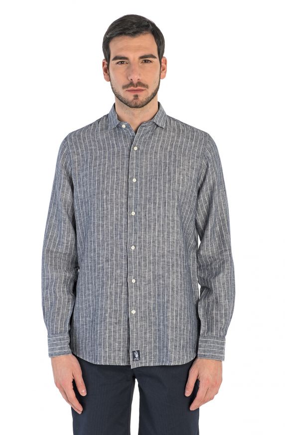 PURE LINEN PINSTRIPE SHIRT NAVE SCUOLA AMERIGO VESPUCCI