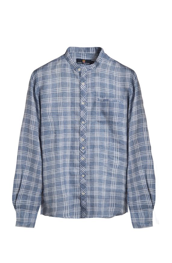 CAMISA DE LINO PURO CON CUELLO DE MANDARINA