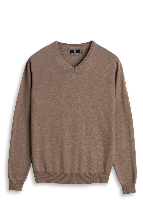 MAGLIA BASIC SCOLLO V IN MISTO LANA