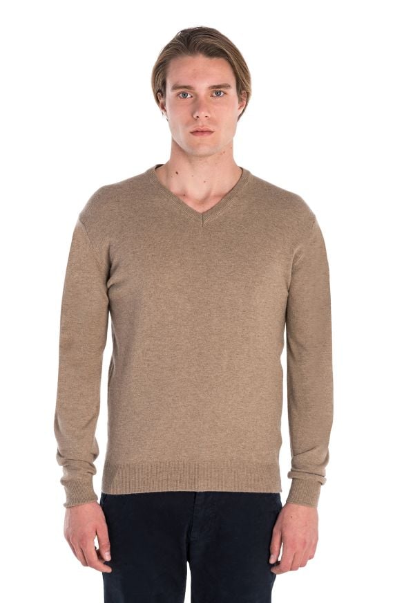 MAGLIA BASIC SCOLLO V IN MISTO LANA