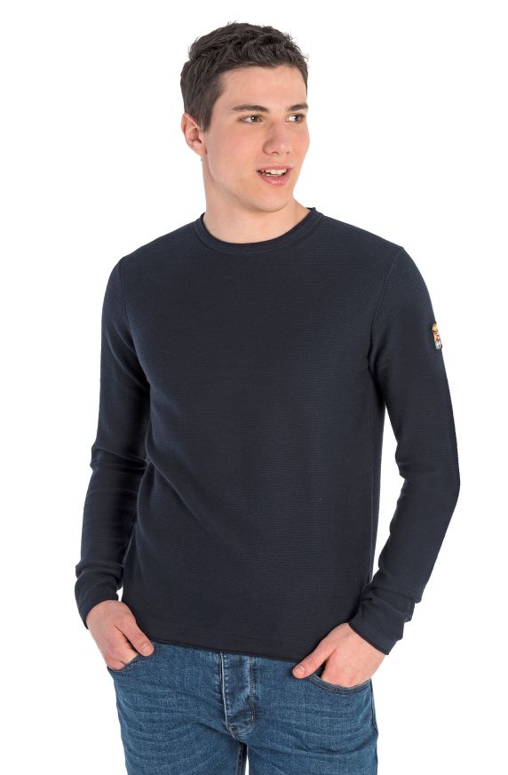 Round neck cotton sweater