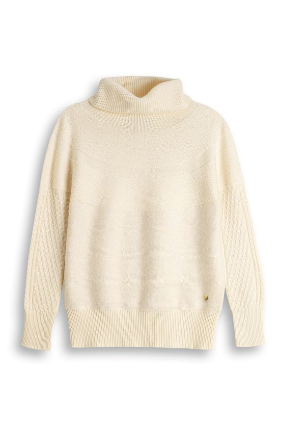 Wool blend cowl neck sweater