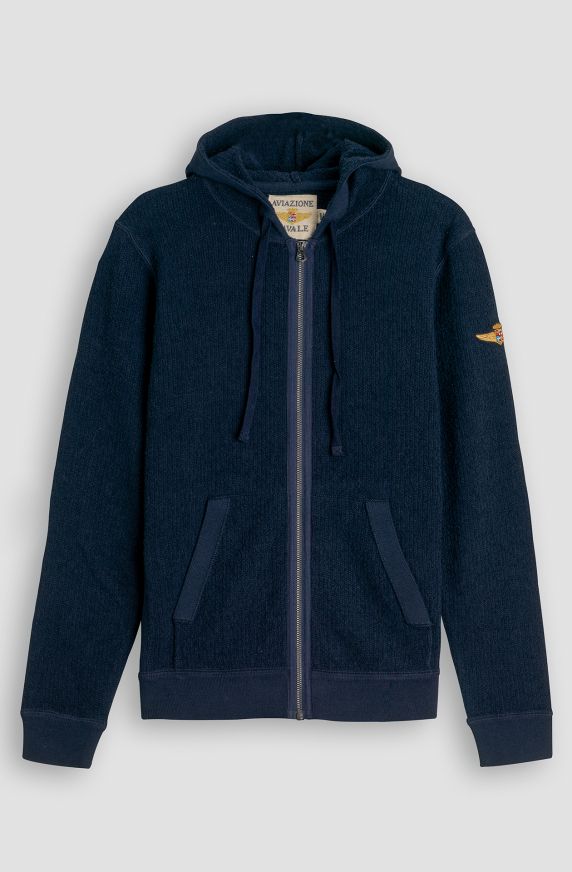 Cotton sweater with hood