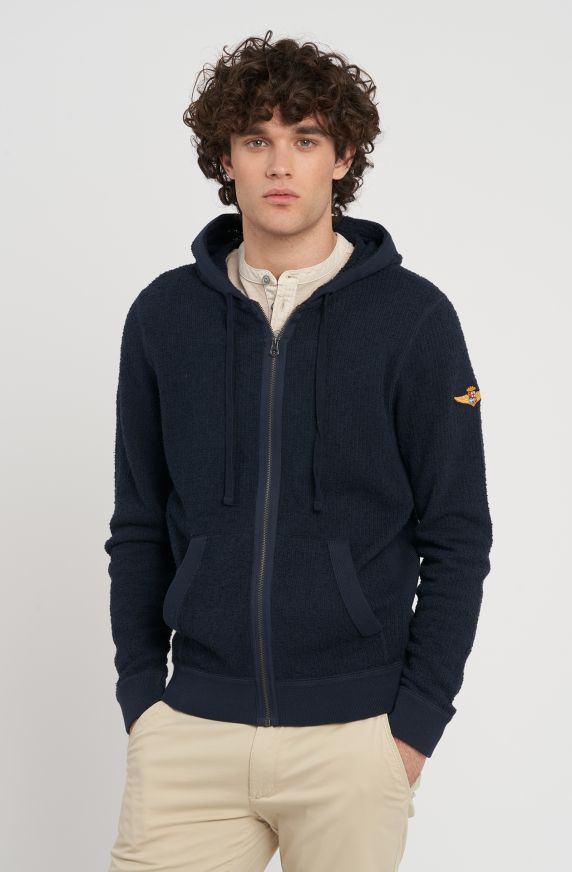 Cotton sweater with hood