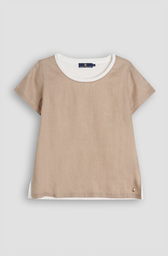Linen and cotton T-shirt