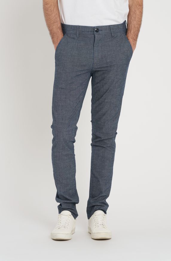 Chambray cotton trousers