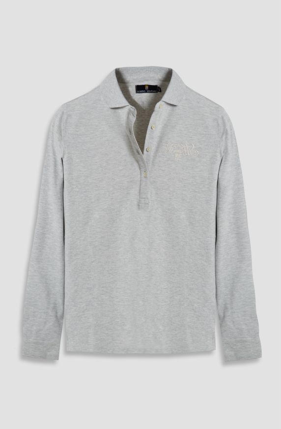 Polo da donna in cotone piquet manica lunga