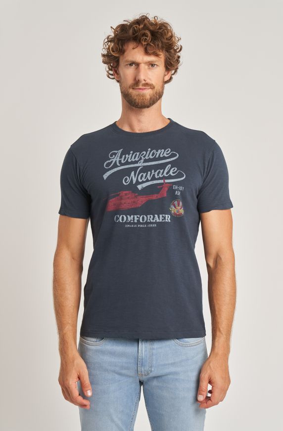T-shirt da uomo Aviazione Navale in cotone mezza manica