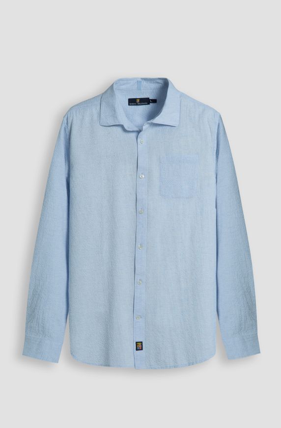 Camicia da uomo Premium Collection in cotone goffrato