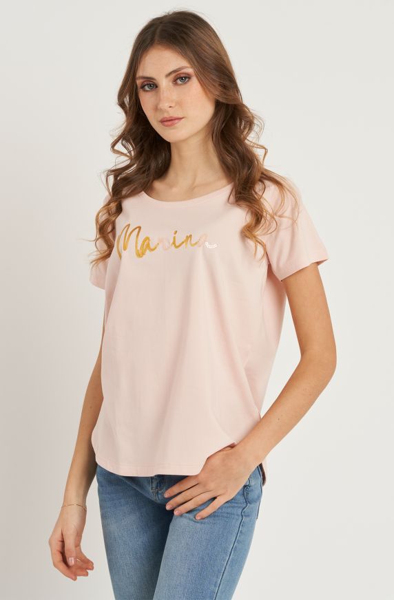 T-shirt da donna in cotone elasticizzato