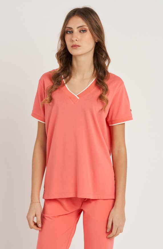 T-shirt da donna in cotone piquet