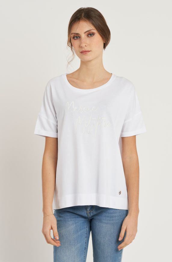 T-shirt da donna in cotone piquet