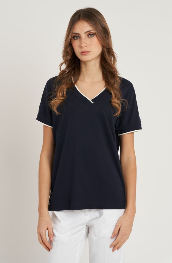 T-shirt da donna in cotone piquet