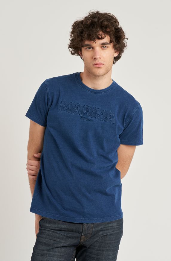 T-shirt da uomo in cotone indaco