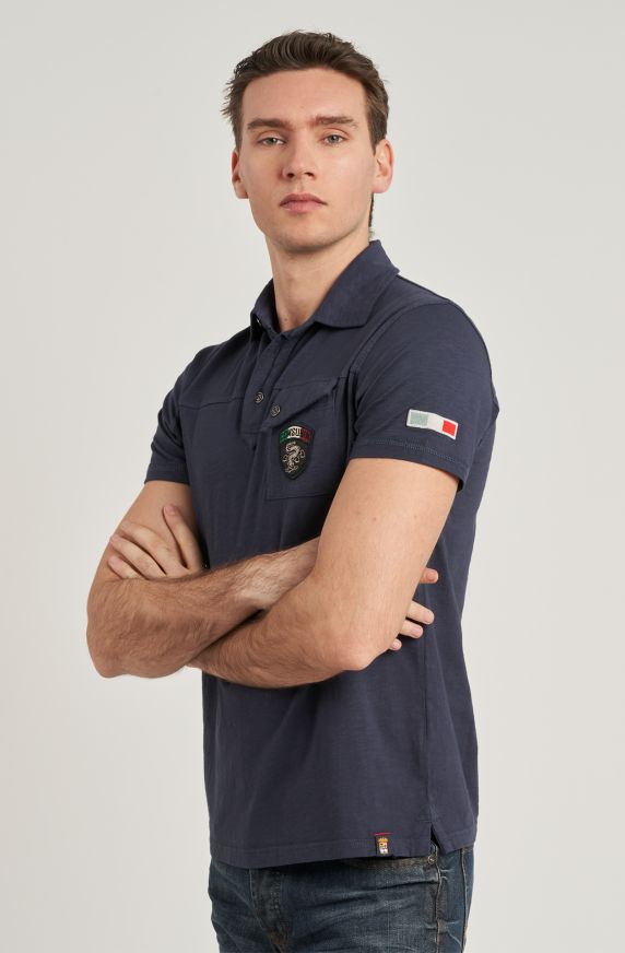 Polo da uomo COMSUBIN in cotone slub