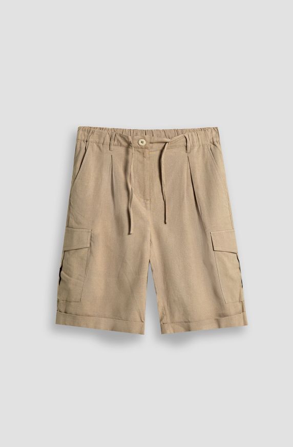 Women's cargo linen Bermuda shorts