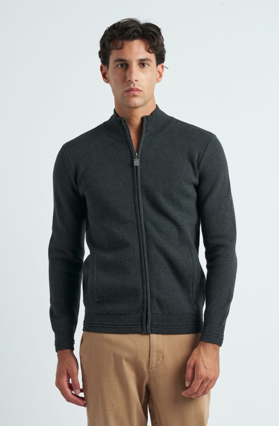 Maglia da uomo in caldo cotone full zip