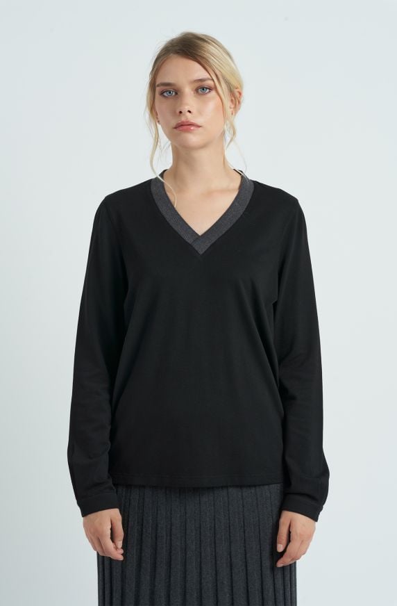 T-shirt da donna in cotone piquet
