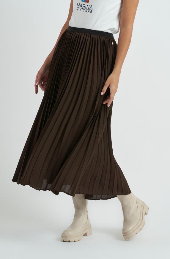 Long pleated polyamide skirt