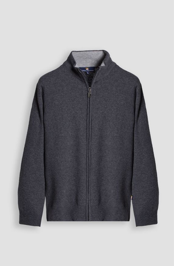 Maglia da uomo in misto lana full zip