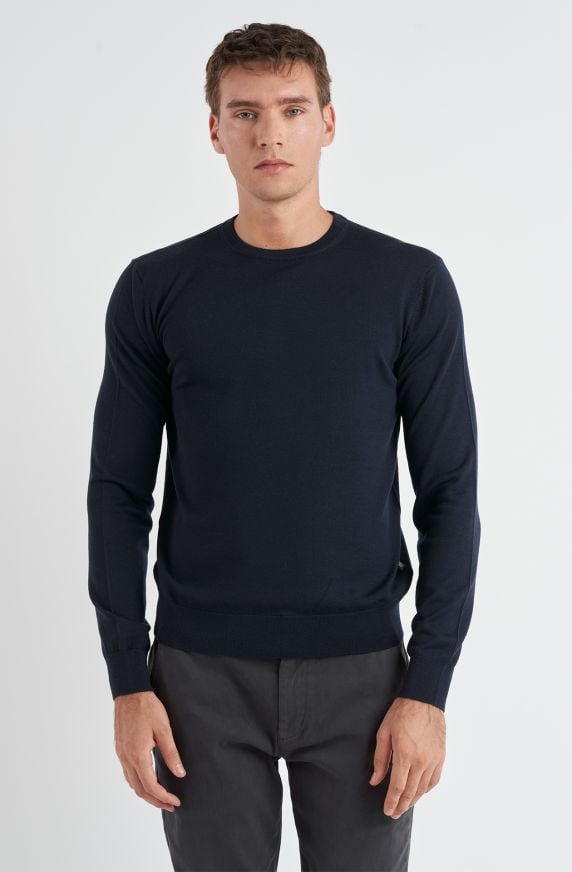 Maglione da uomo in lana merino girocollo