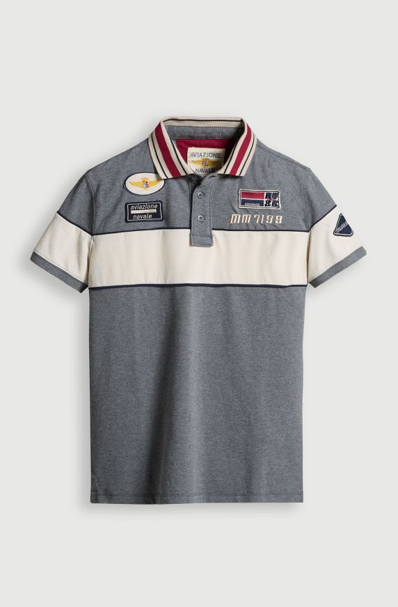 Polo da uomo Grupaer in piquet colletto rigato