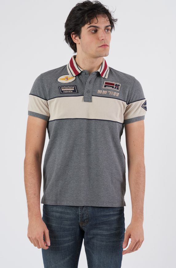 Polo da uomo Grupaer in piquet colletto rigato