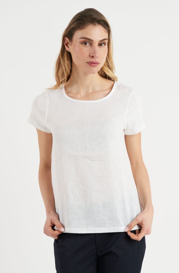 T-shirt donna in lino e cotone