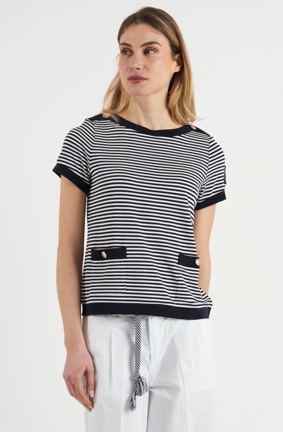 T-shirt donna Amerigo Vespucci con bottoni sulle spalle