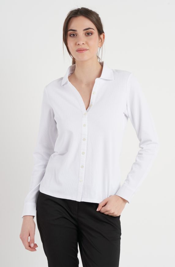 Polo donna in cotone a costina