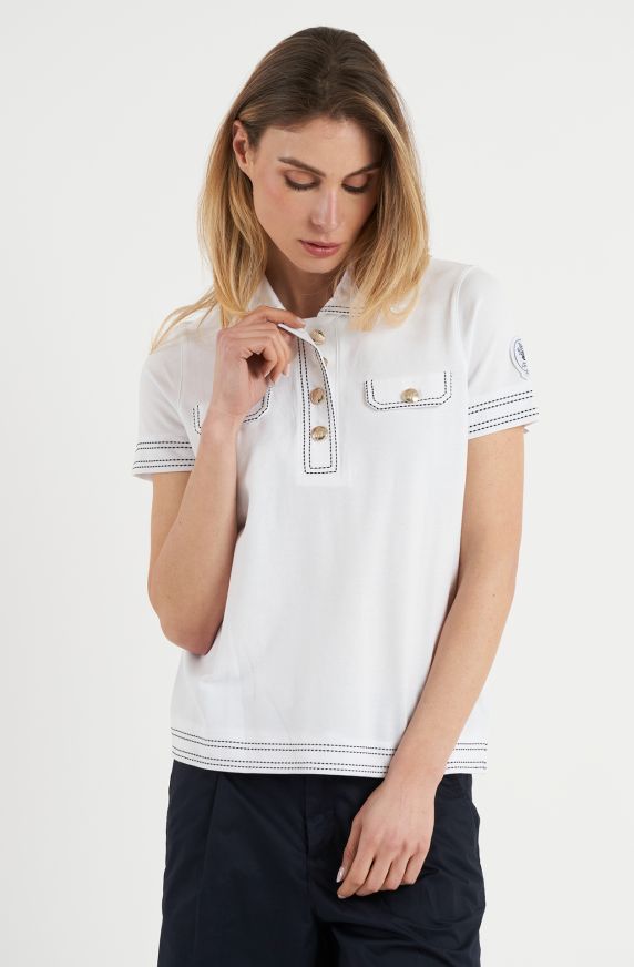Women's Amerigo Vespucci Polo Shirt with gold buttons