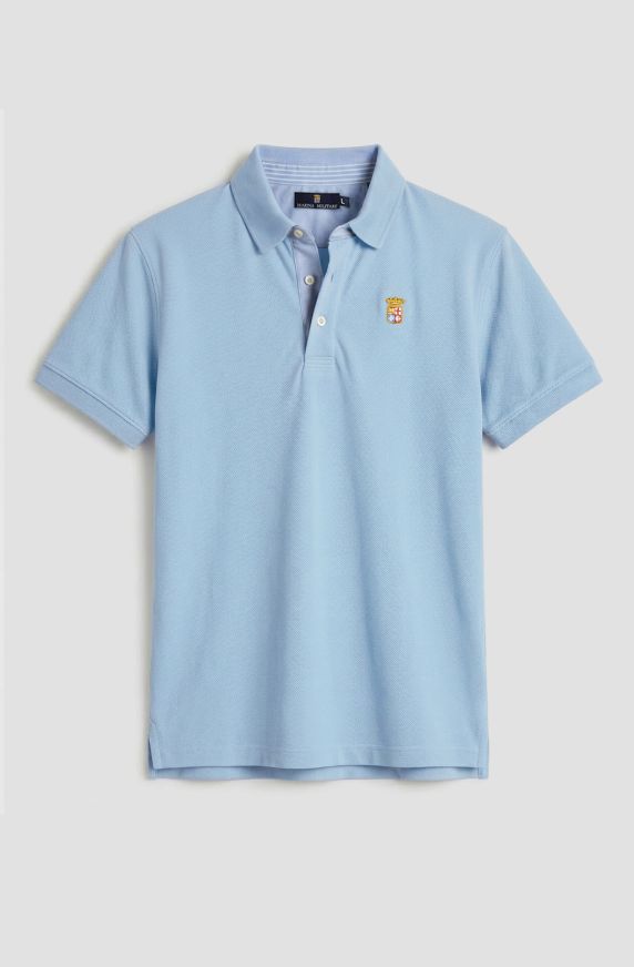 Men's pique polo shirt with chambray trim