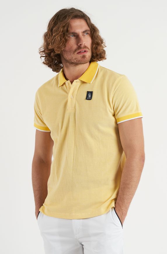 Amerigo Vespucci men's polo shirt in salt and pepper pique