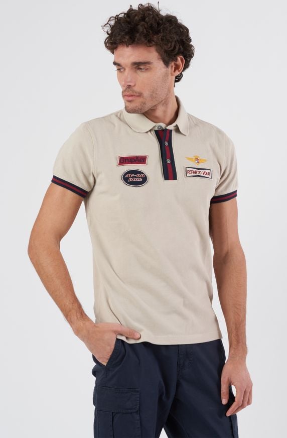 Polo uomo Grupaer in piquet patch sul petto