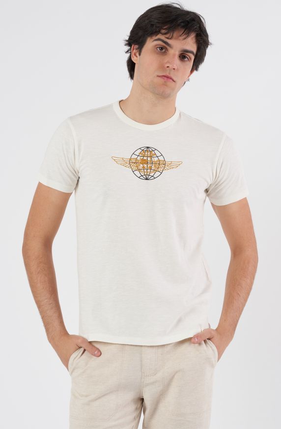 T-shirt uomo in cotone fiammato