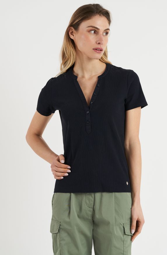 Polo donna in cotone a costina
