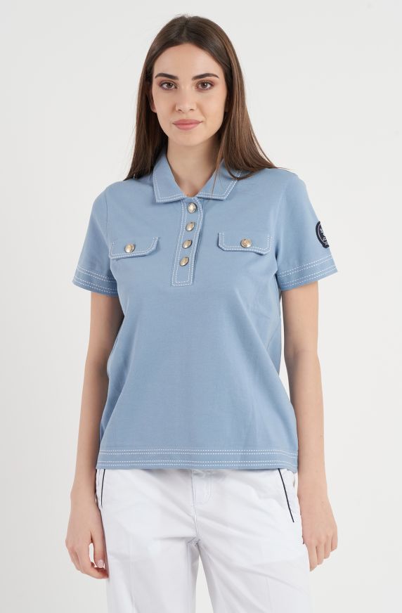 Women's Amerigo Vespucci Polo Shirt with gold buttons