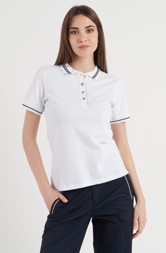 Polo donna Amerigo Vespucci con colletto in flat knit rigato