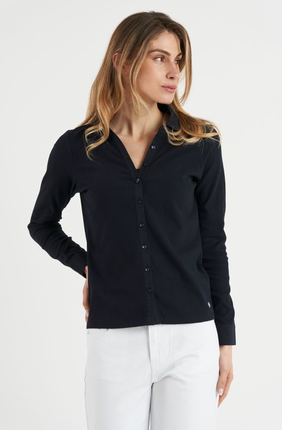 Polo donna in cotone a costina