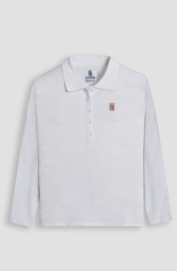 Polo donna manica lunga in cotone piquet
