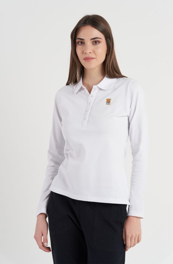 Polo donna manica lunga in cotone piquet