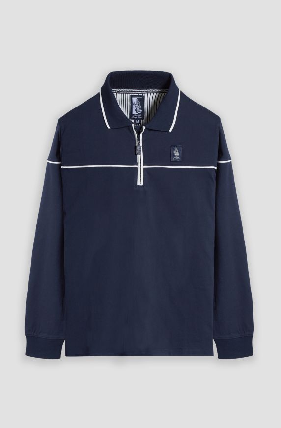 Amerigo Vespucci men's long-sleeve polo shirt with half-zip
