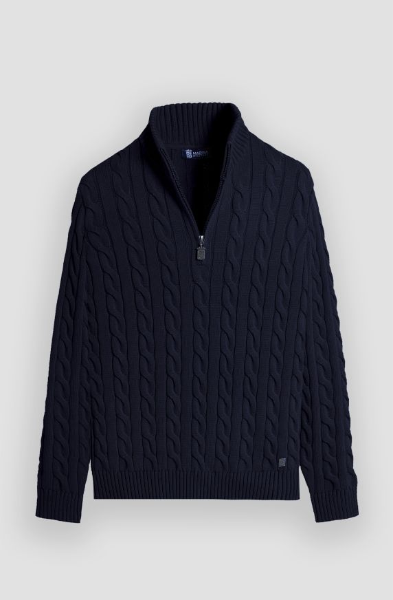 Maglia mezza zip uomo con lavorazione a trecce